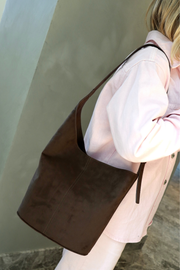 Genna Shoulder Bag - Dark Cacao Suede