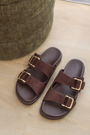 Adley Slide - Dark Cacao Suede