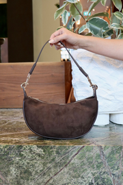 Celeste Shoulder Bag - Dark Cacao Suede