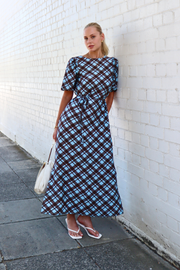 Loretta Dress - Blue Chocolate Check