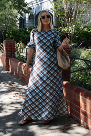 Loretta Dress - Blue Chocolate Check
