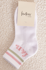 Classic Stripe Ankle Socks - Pink & White
