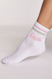 Classic Stripe Ankle Socks - Pink & White