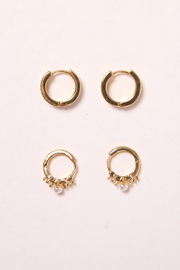 Sola Hoop Earrings 2 Pack - Gold & White