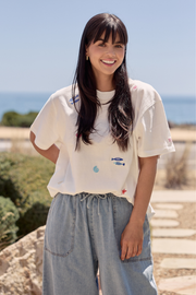 Coastal Embroidered Tee - White