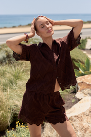 Sienna Cropped Shirt - Chocolate