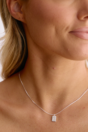Initial Tag Charm Necklace - Silver