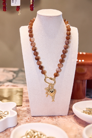 Mocha Marble Charm Necklace - Large Clasp