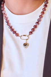 Mocha Marble Charm Necklace - Large Clasp