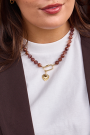 Mocha Marble Charm Necklace - Large Clasp