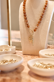 Mocha Marble Charm Necklace - Large Clasp