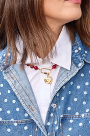 Burgundy Charm Necklace - Large Clasp