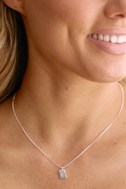 Initial Tag Charm Necklace - Silver