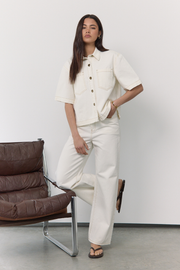 Cassie Wide Leg Jean - Cream