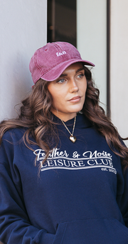 Gigi Washed Denim Cap - Burgundy
