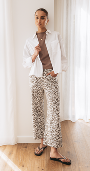 Cassie Cropped Leg Jean - Leopard