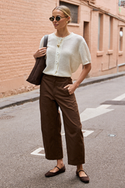 Charlie Cropped Barrel Pant - Chocolate