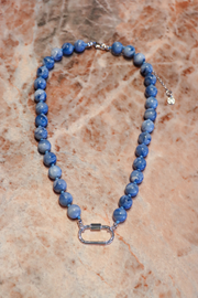 Periwinkle Blue Charm Necklace - Large Silver Clasp