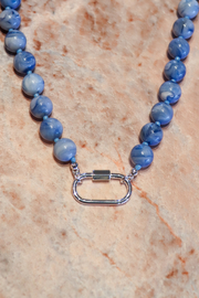 Periwinkle Blue Charm Necklace - Large Silver Clasp