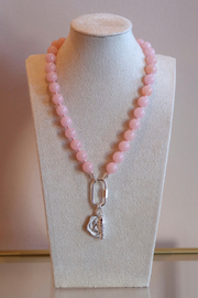 Blush Pink Charm Necklace - Large Silver Clasp