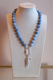 Periwinkle Blue Charm Necklace - Large Silver Clasp