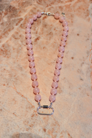 Blush Pink Charm Necklace - Large Silver Clasp