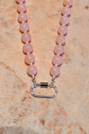 Blush Pink Charm Necklace - Large Silver Clasp