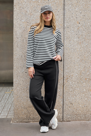 Carter Long Sleeve Tee - Black White Stripe