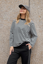 Carter Long Sleeve Tee - Black White Stripe