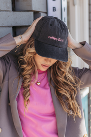 Gigi Washed Denim Cap - Coffee First Black