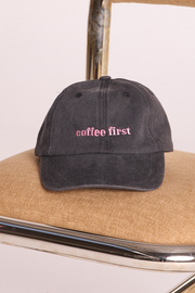 Gigi Washed Denim Cap - Coffee First Black