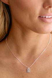 Initial Tag Charm Necklace - Silver