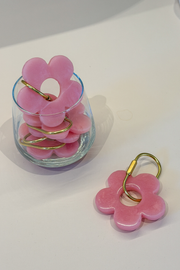 Handmade Daisy Keyring - Pink