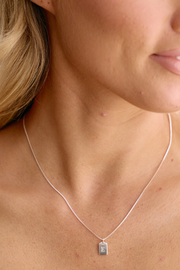 Initial Tag Charm Necklace - Silver