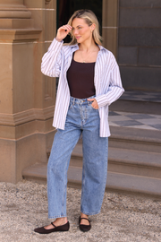 Emily Shirt - Blue Chocolate Stripe