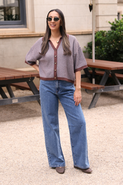Jordan Top – Chocolate Blue Stripe