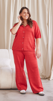 Rosie Knitted Pant - Scarlet