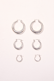 Layla Hoop Earrings 3 Pack - Silver