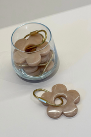 Handmade Daisy Keyring - Beige