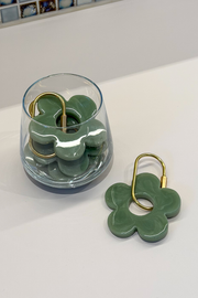 Handmade Daisy Keyring - Green