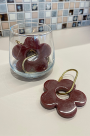 Handmade Daisy Keyring - Mahogany