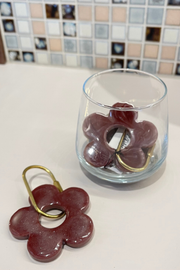 Handmade Daisy Keyring - Mahogany