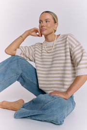 Maisie Knit - Cream Beige Stripe