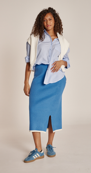 Harriet Ribbed Skirt - Blue Cream