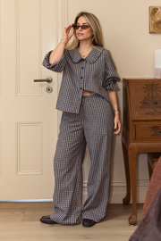 Autumn Pant - Navy Oat Check