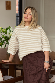 Maisie Knit - Cream Beige Stripe
