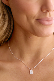 Initial Tag Charm Necklace - Silver