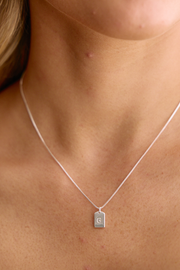 Initial Tag Charm Necklace - Silver