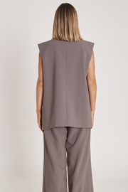 Hayley Sleeveless Blazer - Taupe