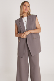 Hayley Sleeveless Blazer - Taupe